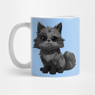 Cartoon black and white fluffy cat Mug